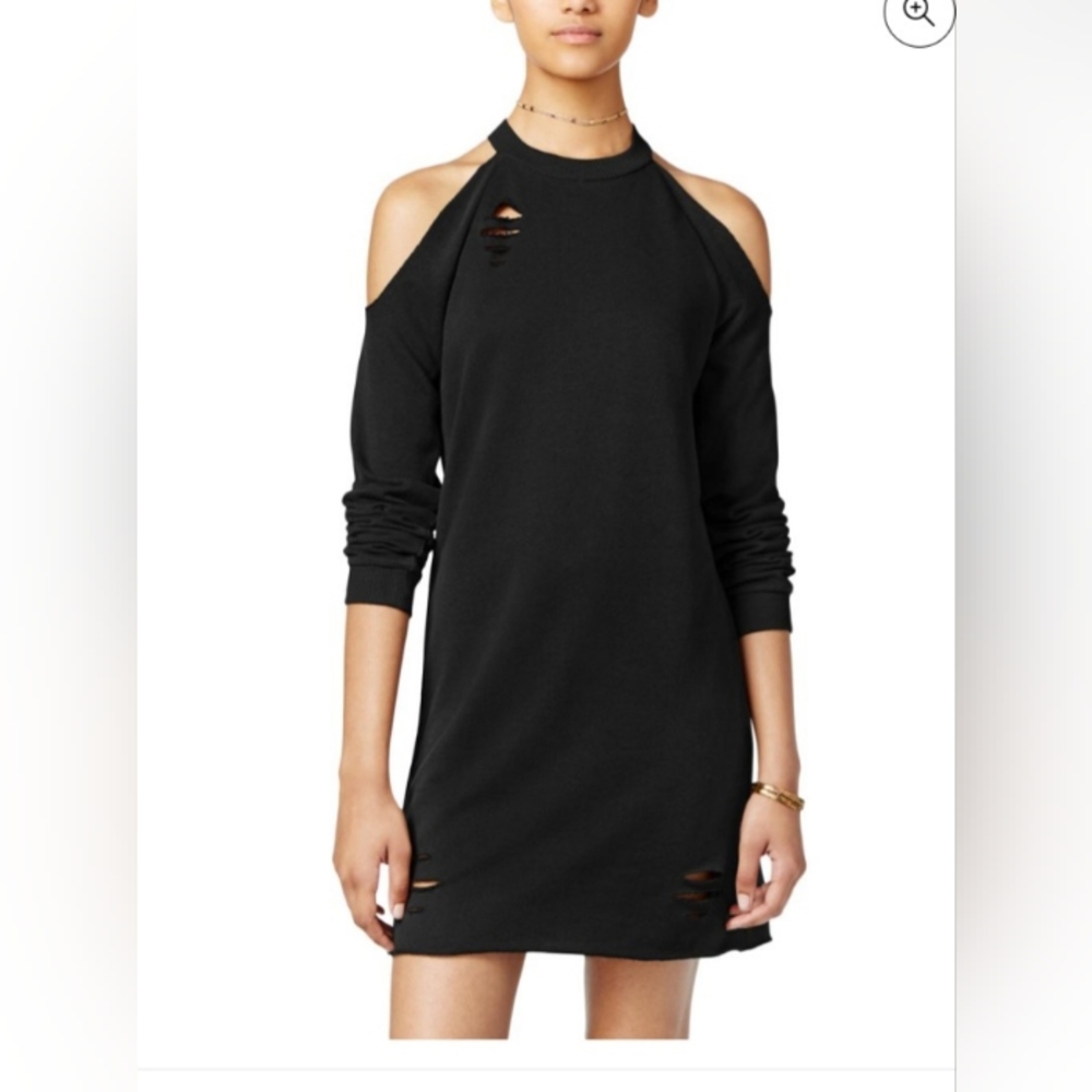 Planet Gold Distressed Sweatshirt Dress